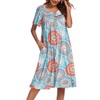 Ekouaer Women's House Dress with Pockets, Round Blue Floral, XX-Large