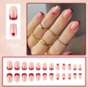 Red French Tip Press On Nails Medium Square Heart False