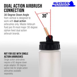 Master Airbrush (Pack of 10) TB-008 Empty 2.7-Ounce (80cc) Plastic Jar Bottles with 30° Down Angle Adaptor Lid Assembly - Fits Dual-Action Siphon Feed Airbrushes, Use with Master, Badger Paasche Iwata