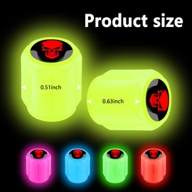 20PCS Fluorescent Tire Valve Stem Caps,Luminous Auto Wheel Air Valve Cap,Universal Decoration Accessories for Car/SUV/Bicycle/Trucks/Motorcycles,Cool Car Gifts (20Pcs-5 Colors/Skull)