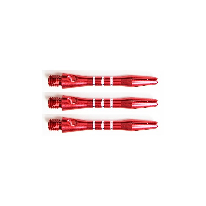 THOR-DARTS Unisex - Adult TD_S_alu_red35_3Stripes_3 Shaft, Red Short, 1 Set