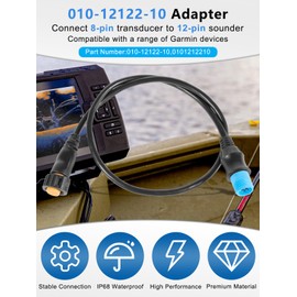 yourour 010-12122-10 Adapter, 8-Pin Transducer to 12-Pin Sounder Adapter Cable XID Compatible with Garmin AIRMAR, ECHOMAP Chrip, ECHOMAP UHD, ECHOMAP Ultra, GPSMAP, Striker Transducer and Fish Finder