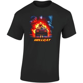 Hellcat Driving Out of Hell Ghost Driver Muscle Car Funny Gift T Shirt 5XL Black