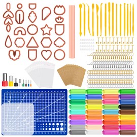 Jeesblsy Polymer Clay Earring Making Kit Include 24Pcs Polymer Clay Earring Cutters, 36 Colors Clay, Tools, Rollers, Earring Hooks for Polymer Clay Earrings Jewelry Making Supplies