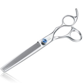 JASON 7" 50 Teeth Thinning Dog Grooming Blending Scissor, Ergonomic Pet Grooming Thinner Blender Shears Cat Trimming Texturizing Kit with Offset Handle and a Jewelled Screw 30% Thinning Rate Christmas