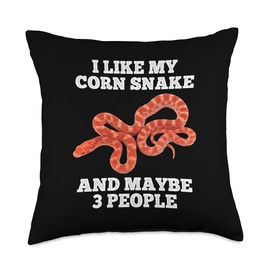 Corn Snake Lover Apparel I Like My Corn Design Snake Lover Reptile Throw Pillow, 18x18, Multicolor