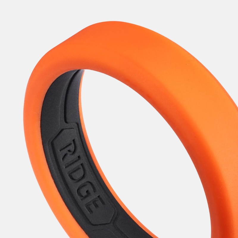 The Ridge 6mm Beveled Silicone Ring Set - Basecamp Orange