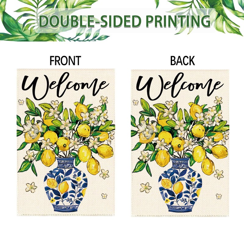 Tikeciti Lemon Tree Blue Vase House Flag Double Sided Large