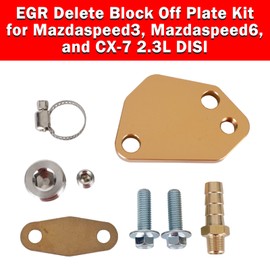 Areyourshop EGR Delete Plate Kit for Ma-zda3 for Ma-zda6 CX-7 2.3L Aluminum Alloy Anodized Surface Engine Performance Parts EGR Block Off
