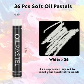 Geyoga 36 Pcs Soft Oil Pastels Bulk Artists Oil Crayons Single Color Creamy Pastels for Art Painting Drawing Blending for Back to School First Day of School Kids Students Artists (White)