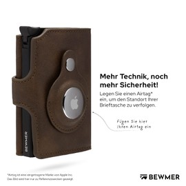BEWMER v2 Shielded Slim Wallet mit Münzfach für Herren & Damen | Kartenetui mit Münzfach & RFID-Schutz & Anti-Cloning | Geldbörse für Scheine, Münzen & 9 Kreditkarten | Braun