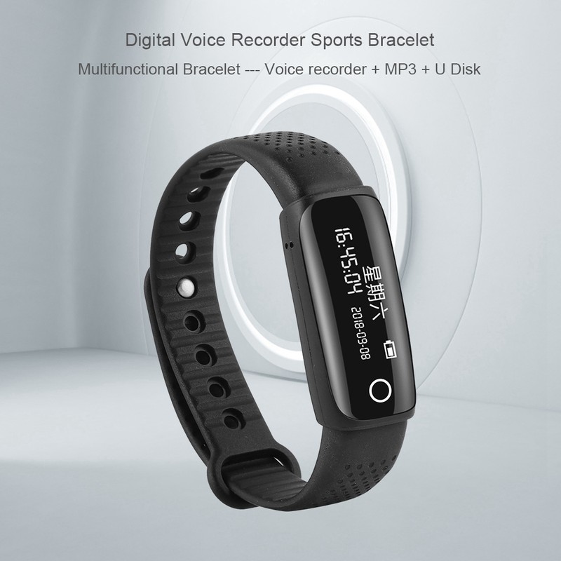 Portable Digital Voice Audio Recorder Smart Sports Bracelet 8G Flash