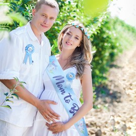 Chunful Elephant Theme Baby Shower Sash Mom to Be Sash and Dad to Be Pin Flower Crown for Gender Reveals Party Baby Shower Party Favors Decorations for Boys and Girls Pregnancy Props Gift (Blue)