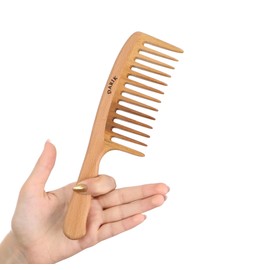Wide Tooth Wooden Comb | Cepillo Ancho de Madera para Cabello | Natural Hairbrush | Vintage Style Hairbrush | Wood Comb for Gentle Styling | Anti-Static Hair Comb (Wide Tooth)