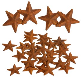 KALIONE 30 PCS 1 Inch Metal Star, Metal Rusty Barn Star for Crafts, Mini Metal Barn Star Crafts Ornaments Decor 3D Metal Star for Vintage Farmhouse Wall Home Decor
