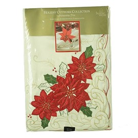 Poinsettia Trio 60x120-in Christmas Tablecloth