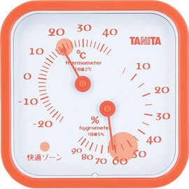 Tanita TT-557 OR Thermometer/Hygrometer/Temperature/Humidity/Analog, Wall Mount, Tabletop, Magnet, Orange