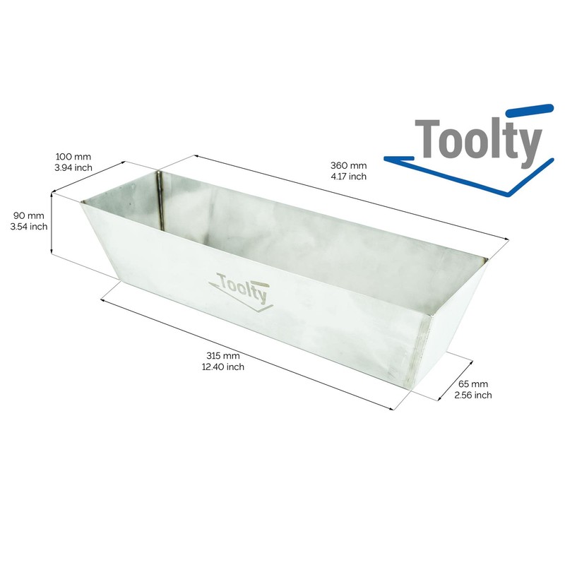 Toolty Stainless Steel Plasterers Mud Pan - 14" - 360mm