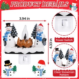 RUIDAY Snowman Campfire Night Light Christmas Flickering Night Light Plug in Christmas Decorations Indoor Snowman Figurines Lamp for Home Wall Bedroom Xmas Decor (SnowmanA)