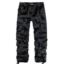 GSGGIG Cargo Pants for Men, Camo Pants Relaxed Fit Utility Hiking Pants, Ripstop Work Pants with 8 Pockets 3357 E Camo 34