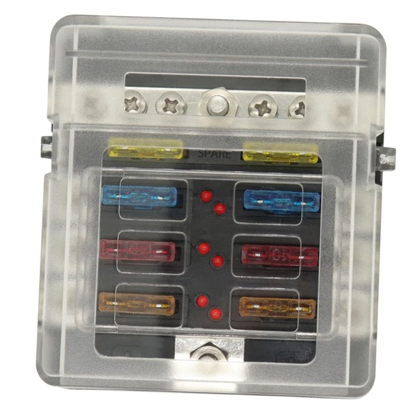 Zerodeko 6 Ways Marine Fuse Box with Labels LED Indicator
