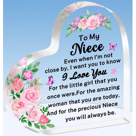 TTOVEN Niece Gifts from Auntie Uncle,Niece Birthday Gift from Auntie Uncle,Heart Acrylic Plaque Gifts,Mothers Day Gifts,Valentines Day Gifts,Christmas Gifts for Niece