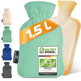 HOT.N.CHILL® Hot Water Bottle with Cover 1.5 L - Leak-proof Hot Water Bottle with Hot Water Bottle Cover - Perfect as Shoulder & Neck Hot Water Bottle - Cuddly Bed Bottle Made of Natural Rubber for
