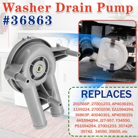 36863 201566P 27001036 Washer Drain Pump Fit for Ama-na Whirl-pool May-tag Top Loader Washing Machine, Washer Direct Drive Water Pump, Replaces 27001233 200937 AP3873830 200937P 34550