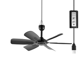 lolobaer 17.7-inch Portable USB Hanging Fan with 6 Blades, Indoor/Outdoor Use for RV, Camping, and Canopy, Quiet Operation，Fan with timer and speed buttons (with timer and speed buttons)