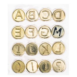 GLOREX 6 1671 004 Pebaro Burning Stamp Set, 16 Pieces, with Letters from A - L, Made of Brass, for Screwing in for Pebaro Pyrography Pistons, Burning on Wood, Leather, Cork and Other Materials