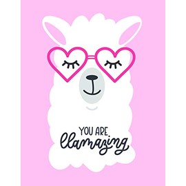 You are Llamazing Funny Llama Pun Cute Heat Girly Quote Cartoon Vinyl Sticker (4" Tall, Pink)