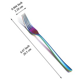 Kyraton Rainbow Dinner Forks Set of 12 Pieces, 20.8cm Titanium Colorful Table Forks Silverware for Home, Hotel, Restaurant, Hotel. Dishwasher Safe