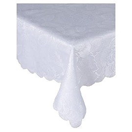 Emma Barclay Damask Rose Tablecloth, White, 70 x 108 Inch