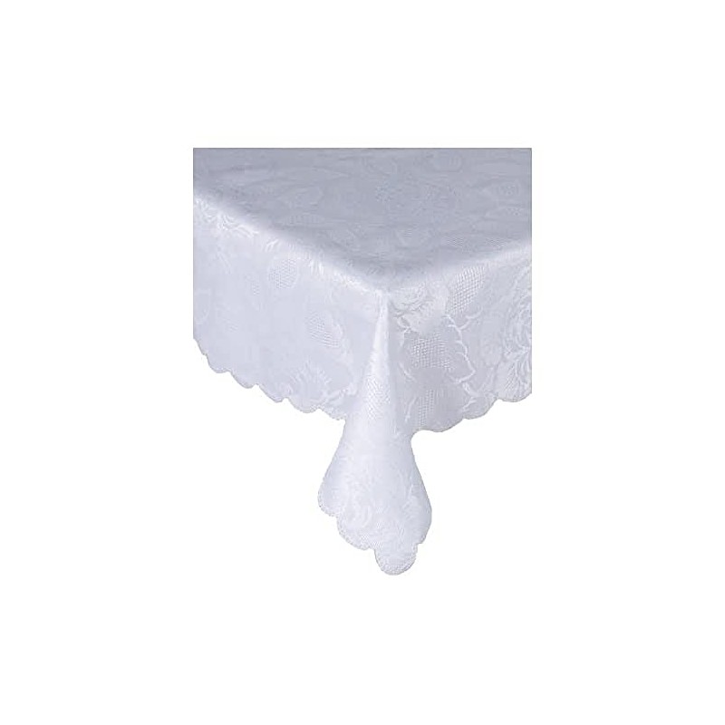 Emma Barclay Damask Rose Tablecloth, White, 70 x 108 Inch