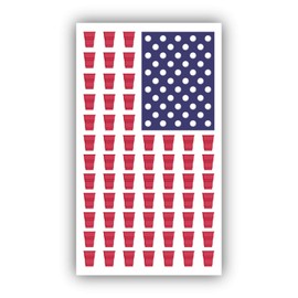Beer Pong Drinking Game American Flag Vinyl Sticker Decal