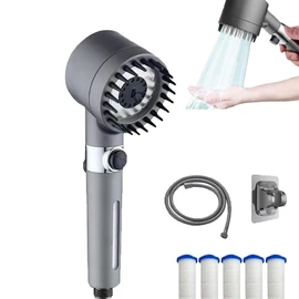 Ion Shower Drops Head Filtered Showerhead, Shower Head with Filter - Pressure Boosting Showerhead, Adjustable Settings with Hose