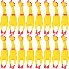 Sratte 16 Pack Screaming Chicken Toys Bulk Squeaky Rubber Chicken Large Squeaking Chicken Toys for Pet Chew Gifts Prank Novelty Toy(Yellow,15 Inch)