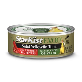 StarKist E.V.O.O. Solid Yellowfin Tuna with Crushed Red Peppers and Extra Virgin Olive Oil, 4.5 oz Can, Pack of 12