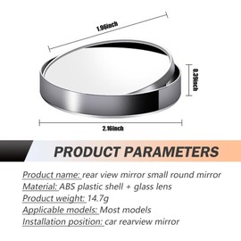 Polcatay 2 PCS Blind Spot Mirror, 360 Degree Adjustable Expanded Field of View Auxiliary Reversing Parts, Self-adhesive HD Glass Wide-angle Mirror with Anti-collision Housing, for Most Cars (Black)