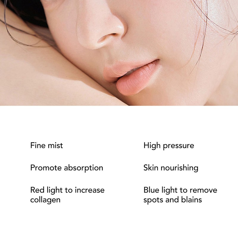 Facial Oxygen Spray Injector Red Blue Light High Pressure Fine