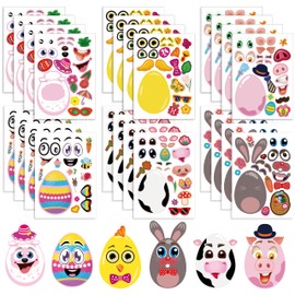 24 Sheet Easter Stickers Waterproof Cute Easter Eggs Bunny Rabbit Stickers Gifts for Skateboard, Water Bottles, Cars, Bumper