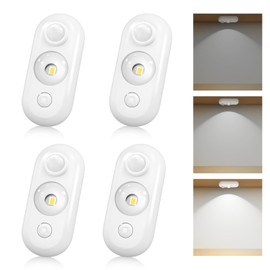 GLARESBOT LED Motion Sensor Puck Lights, Small Rechargeable Under Cabinet Light, Dimmable Daylight White Closet Lights, Wireless Under Cabinet Lighting for Drawer, Kitchen (4 Pack)