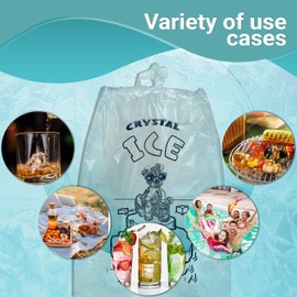 APQ Pack of 250 Drawstring Ice Bags 14.5 x 24. Pure Ice Printed Bags 14 1/2 x 24. Thickness 2 mil. Thickness 20 lbs. BPA Free Food Grade Safe Metallocene Ice Bags.