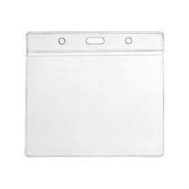 CKB Ltd 10x Conference Extra Large Horizontal Clear ID Badge Card Plastic Pocket Holder Pouchs 118mm x 110mm / Holds a Card 115mm x 95mm