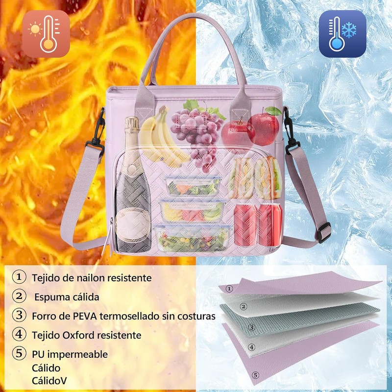 Loncheras para Mujer，Bolsa de Almuerzo，Lonchera Termica Grande