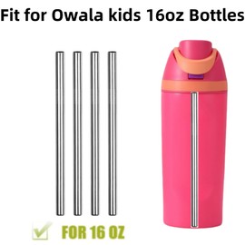 Straw Replacement Compatible for Owala Water Bottle 16oz, Metal Drinking Straw with Cleaner Brush Compatible with Owala FreeSip 16OZ, Stainless Steel Straw Accessories Fit for Owala Water Bottle