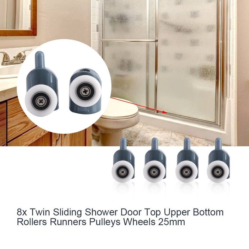 8Pcs Duschkabine Rollen Schiebetür Rolle Dusche Ersatzteile Glastürrolle (4 Oberrolle
