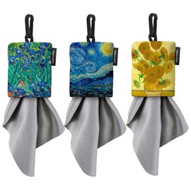 SPUDZ Classic Variety Pack | Five 10" x 10" Microfiber Towels w/Neoprene Pouches | Premium Microfiber Cleaning Cloths for Laptops, Lenses, Cameras, Screens, and More | Van Gogh 3 Pack