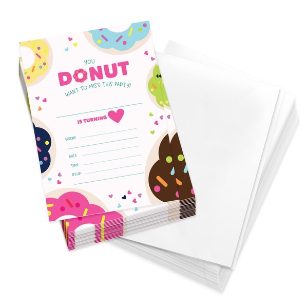 Desert Cactus Donut Style 1 Happy Birthday Invitations Invite Cards (25 Count) with Envelopes & Seal Stickers Boys Girls Kids Party