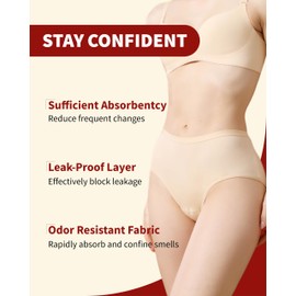 REELINDRY Incontinence Underwear for Women Washable, 2 oz Adult Underwear for Incontinence Women Bladder Leakage 2 Pack (Beige-Light Blue, XL)